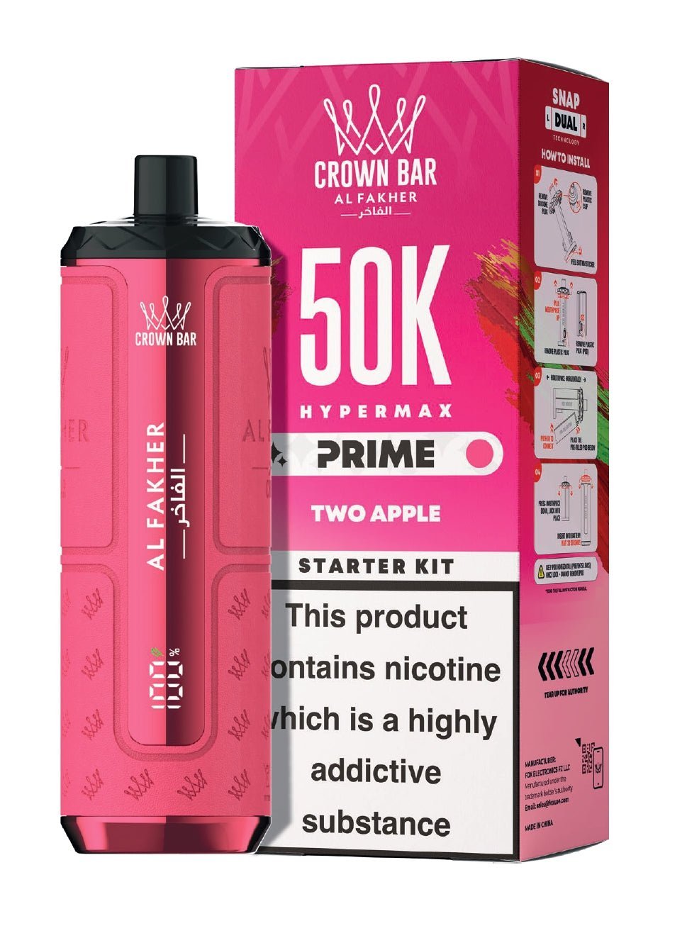 bulk wholesale Al Fakher 50k Hypermax Prime Vape Kit - Box of 5 - Two Apple