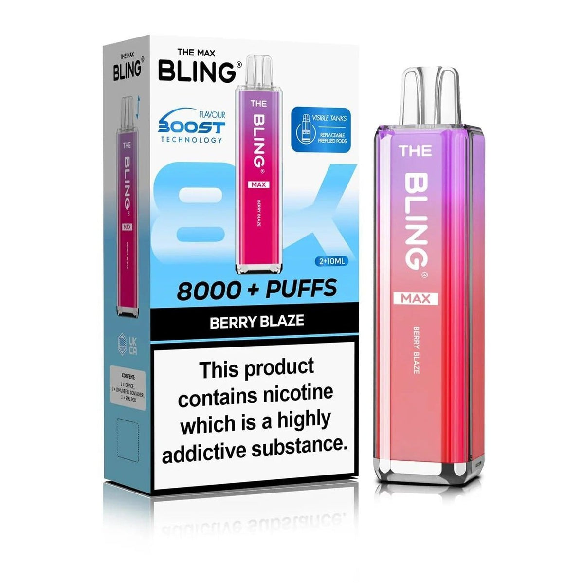 bulk wholesale Crystal Bling Max 8000 Prefilled Pod Kit Box of 5 - Berry Blaze