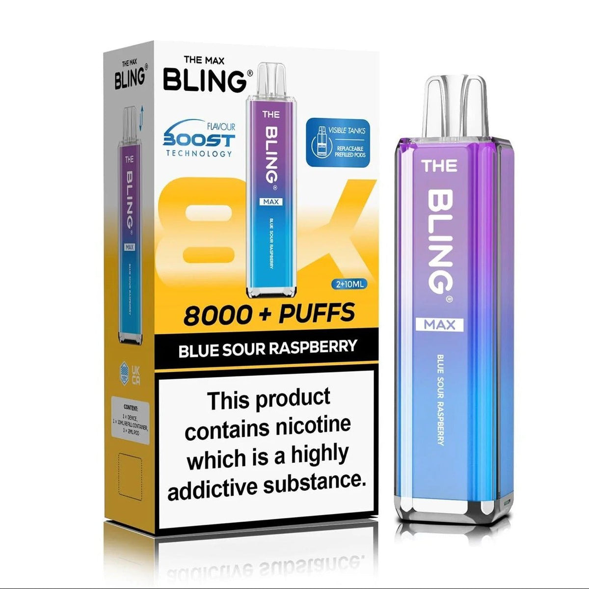 bulk wholesale Crystal Bling Max 8000 Prefilled Pod Kit Box of 5 - Blue Sour Raspberry