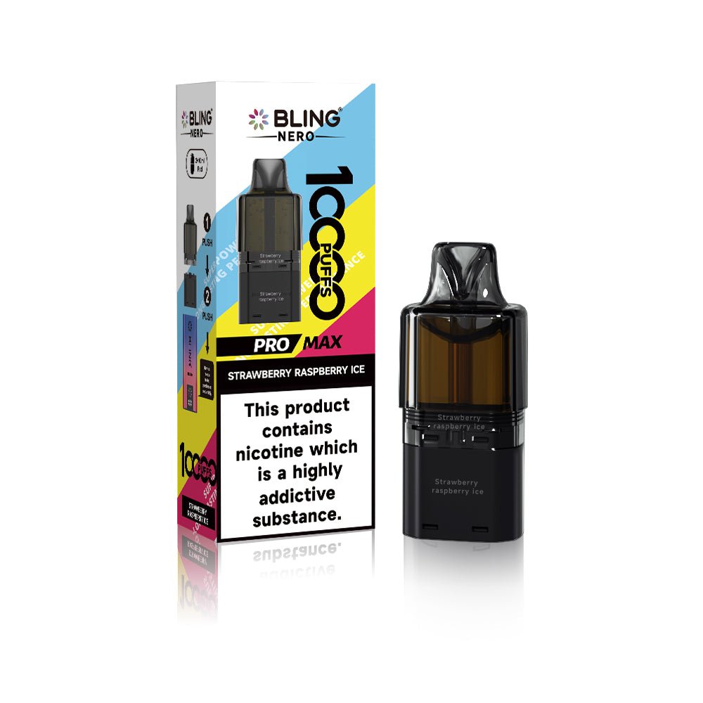 bulk wholesale Crystal Bling Nero 10k Prefilled Pods Box of 5 - Strawberry Raspberry