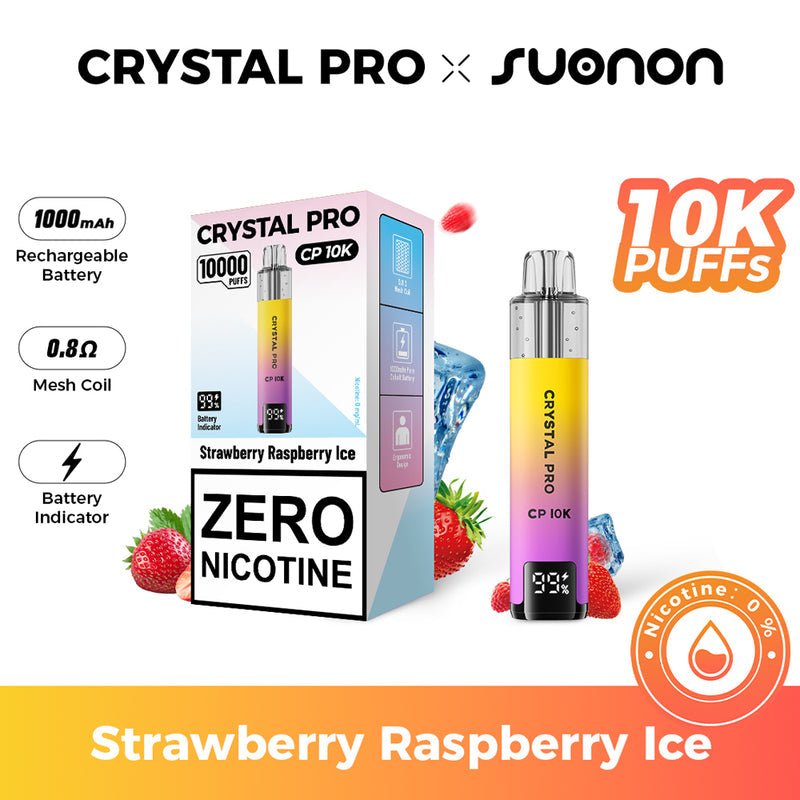 bulk wholesale Crystal Pro CP10K Prefilled Pod Vape 0MG Box of 5 - Strawberry Raspberry Ice