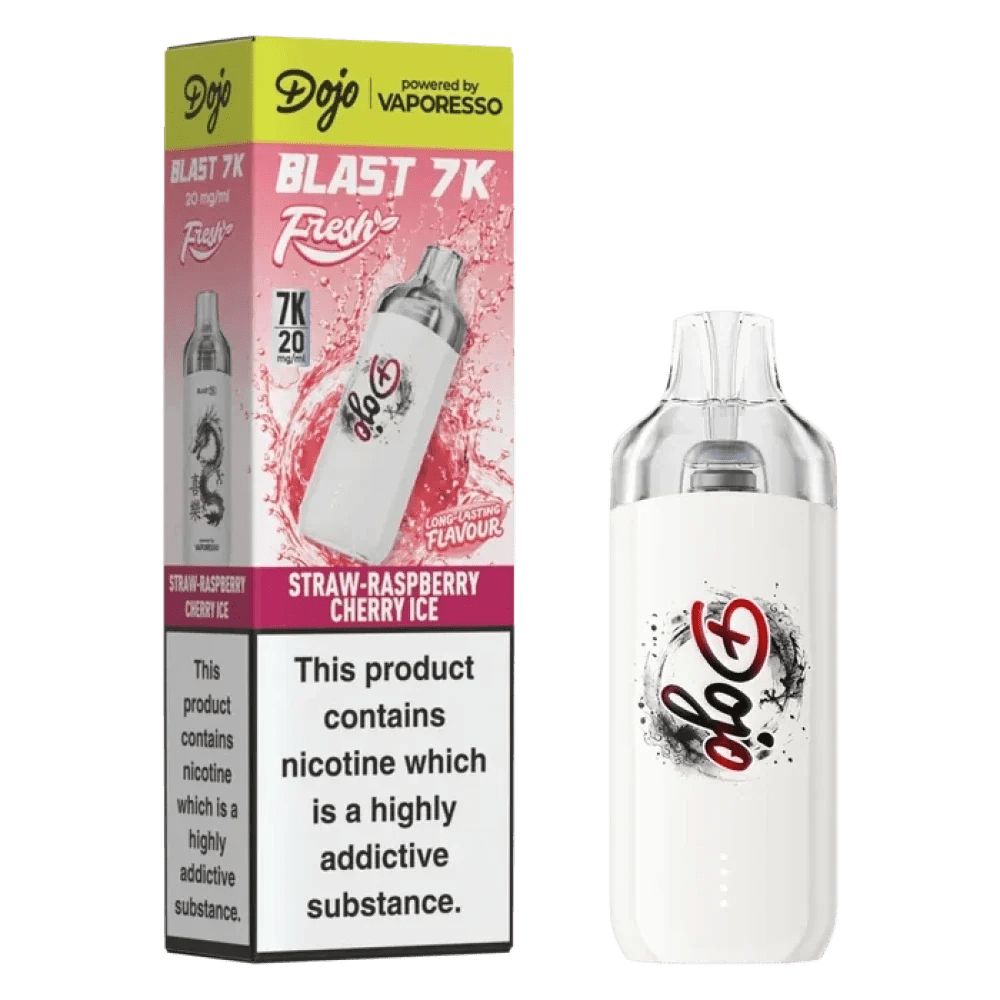 bulk wholesale Dojo Blast 7K Prefilled Pod Kit Box of 5 - Straw Raspberry Cherry Ice