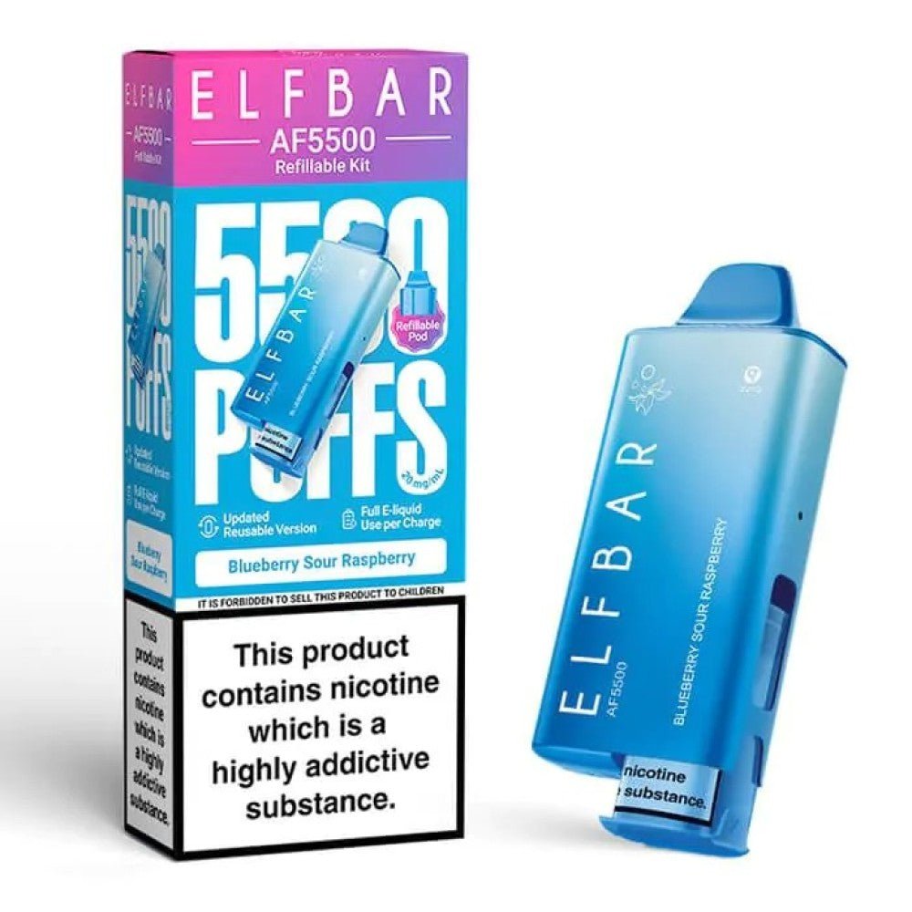 bulk wholesale Elf Bar AF5500 Prefilled Vape Kit Box of 5 - Blueberry Sour Raspberry