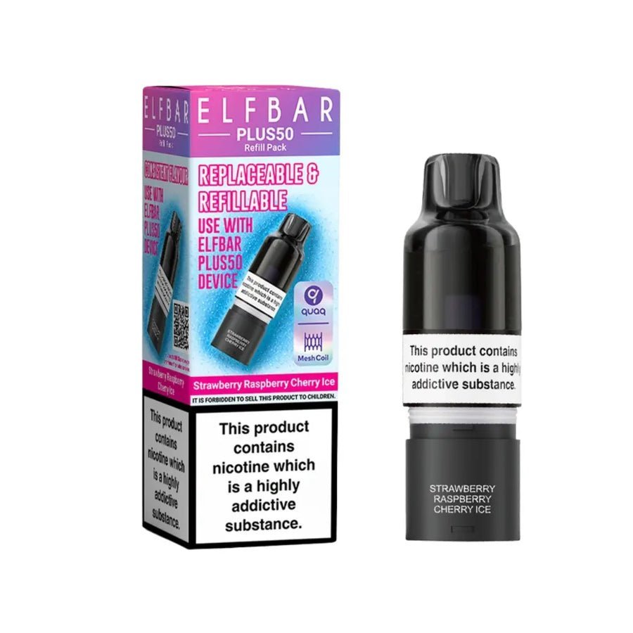 bulk wholesale Elf Bar Plus 50 Refill Pods - Strawberry Raspberry Cherry Ice