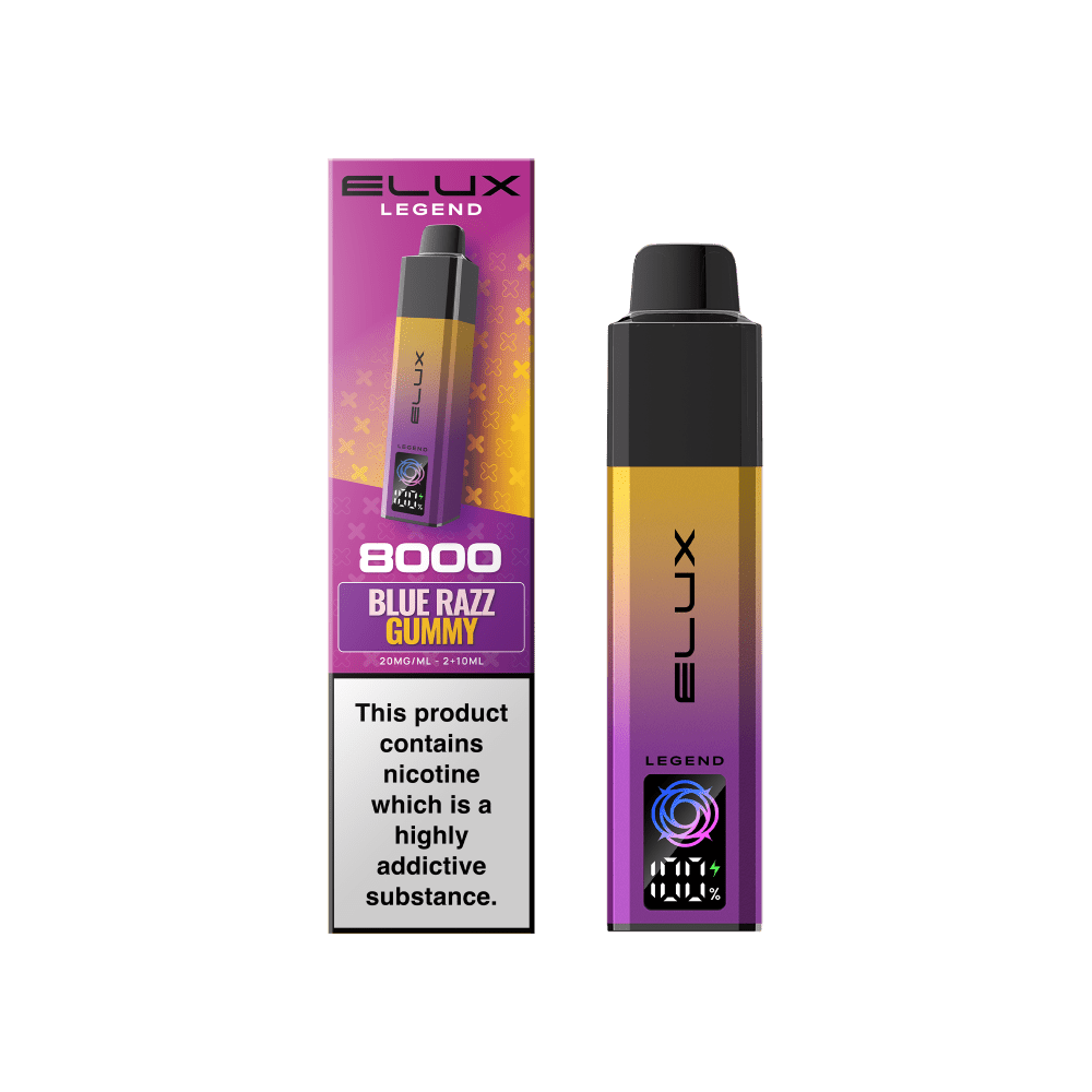 bulk wholesale Elux Legend 8000 Pod Vape Kit Box of 5 - Blue Razz Gummy