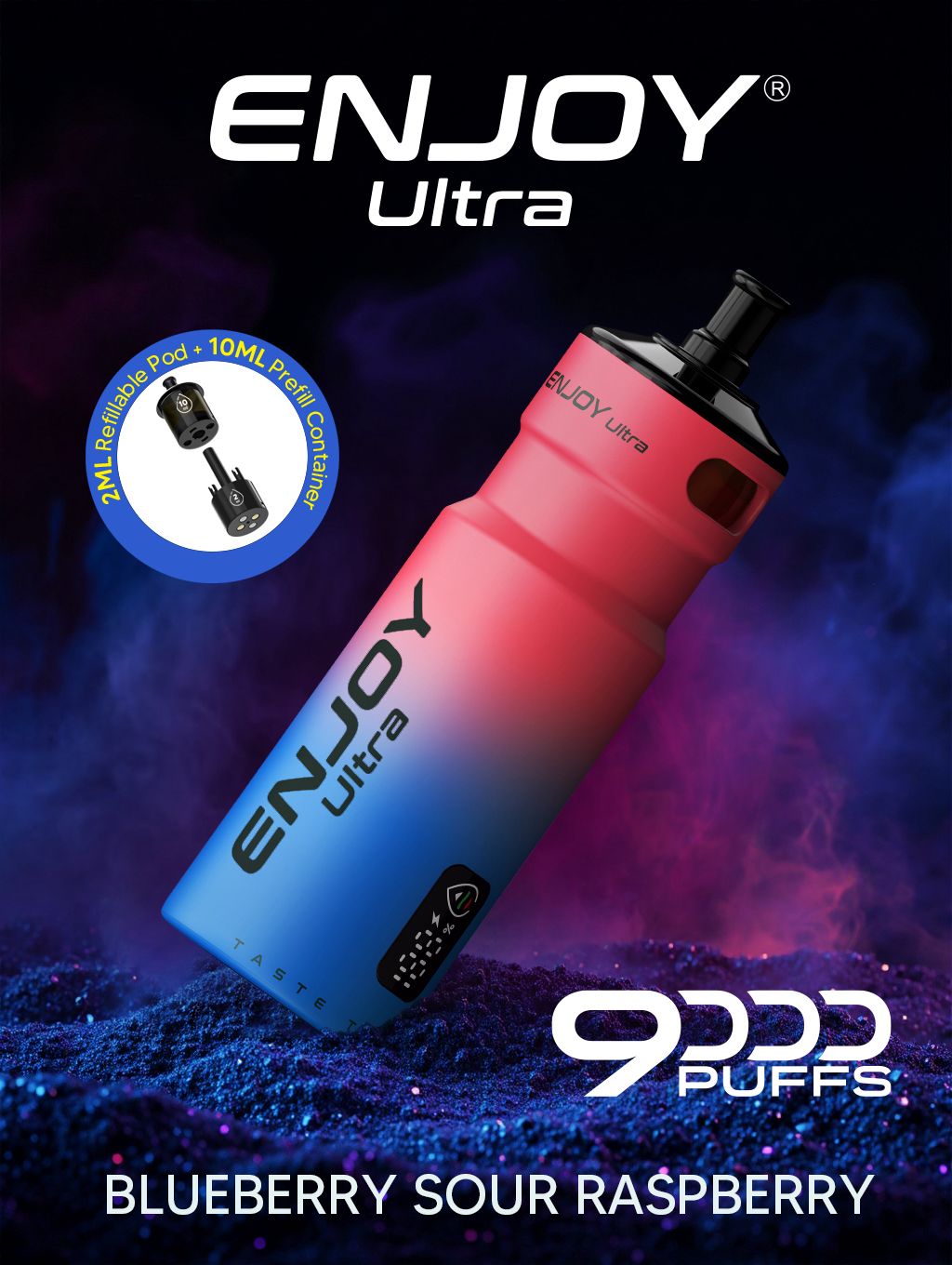 bulk wholesale Enjoy Ultra 9000 Vape Kit Box of 5 - Blueberry Sour Rsapberry