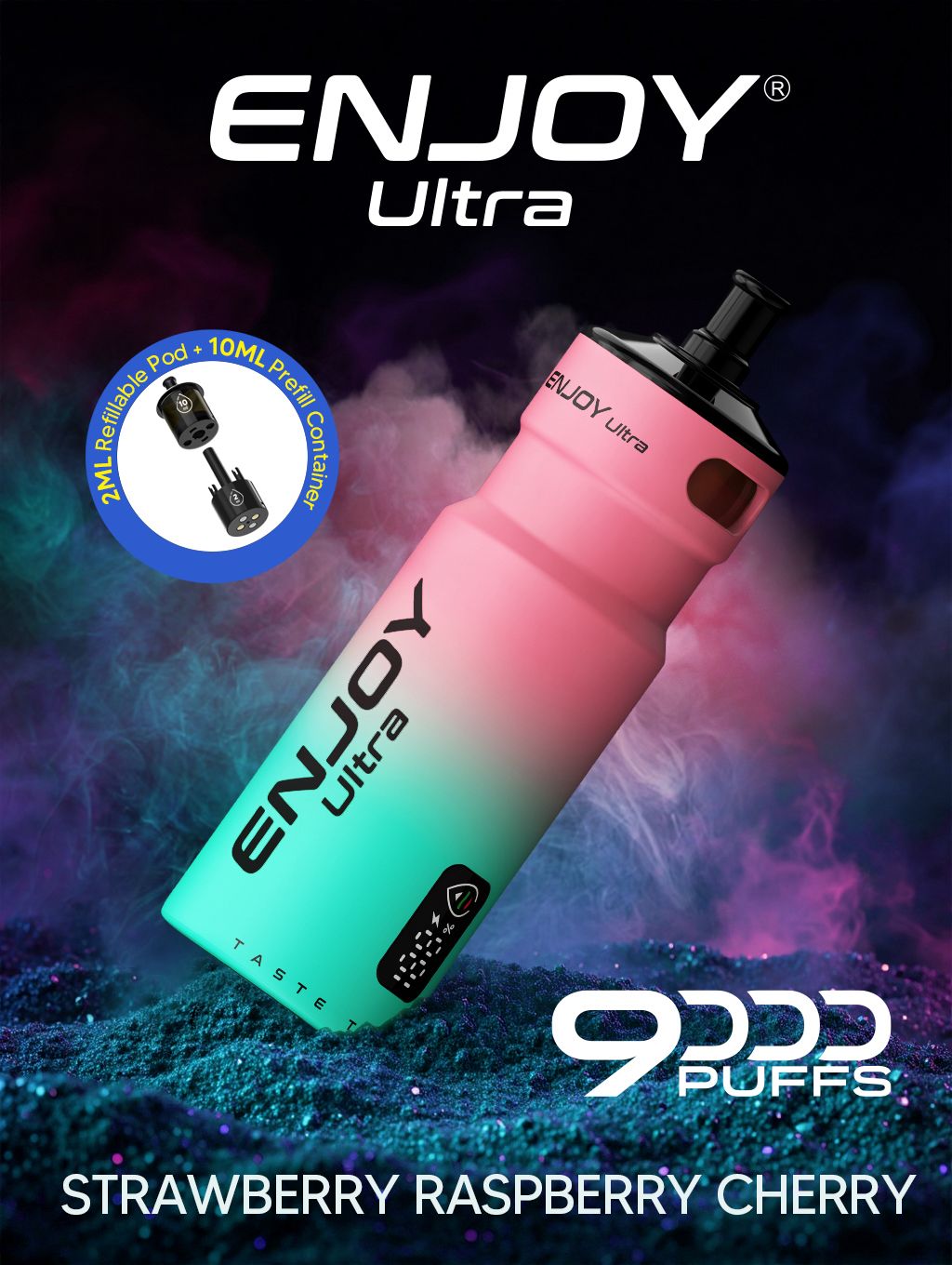 bulk wholesale Enjoy Ultra 9000 Vape Kit Box of 5 - Strawberry Raspberry Cherry