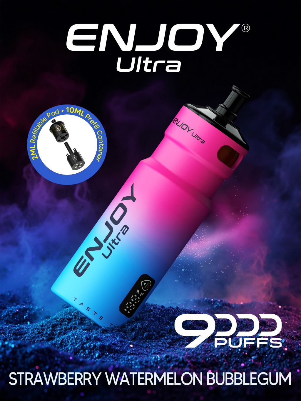 bulk wholesale Enjoy Ultra 9000 Vape Kit Box of 5 - Strawberry Watermelon Bubble Gum