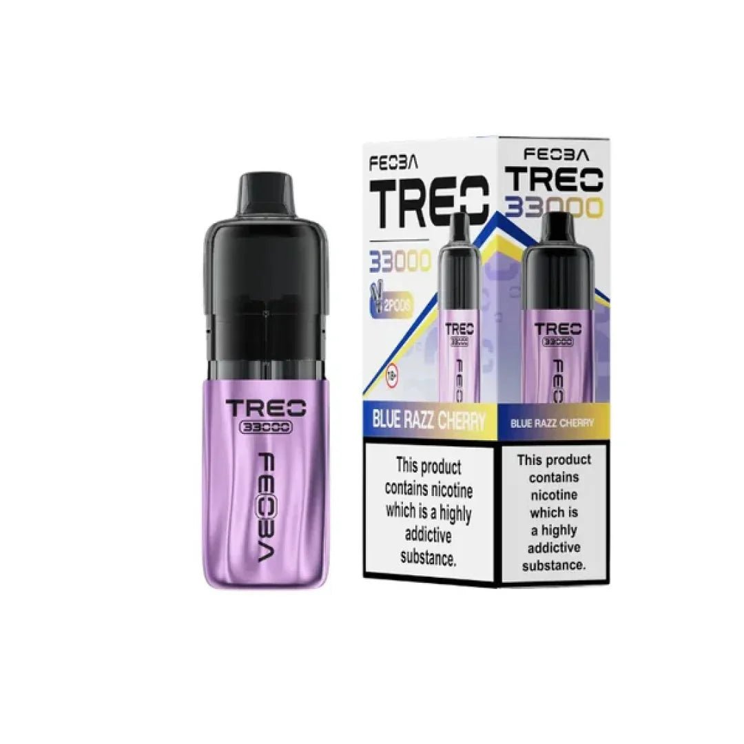 bulk wholesale Feoba Treo 33k Prefilled Pod Vape Kit Box of 5 - Blue Razz Cherry