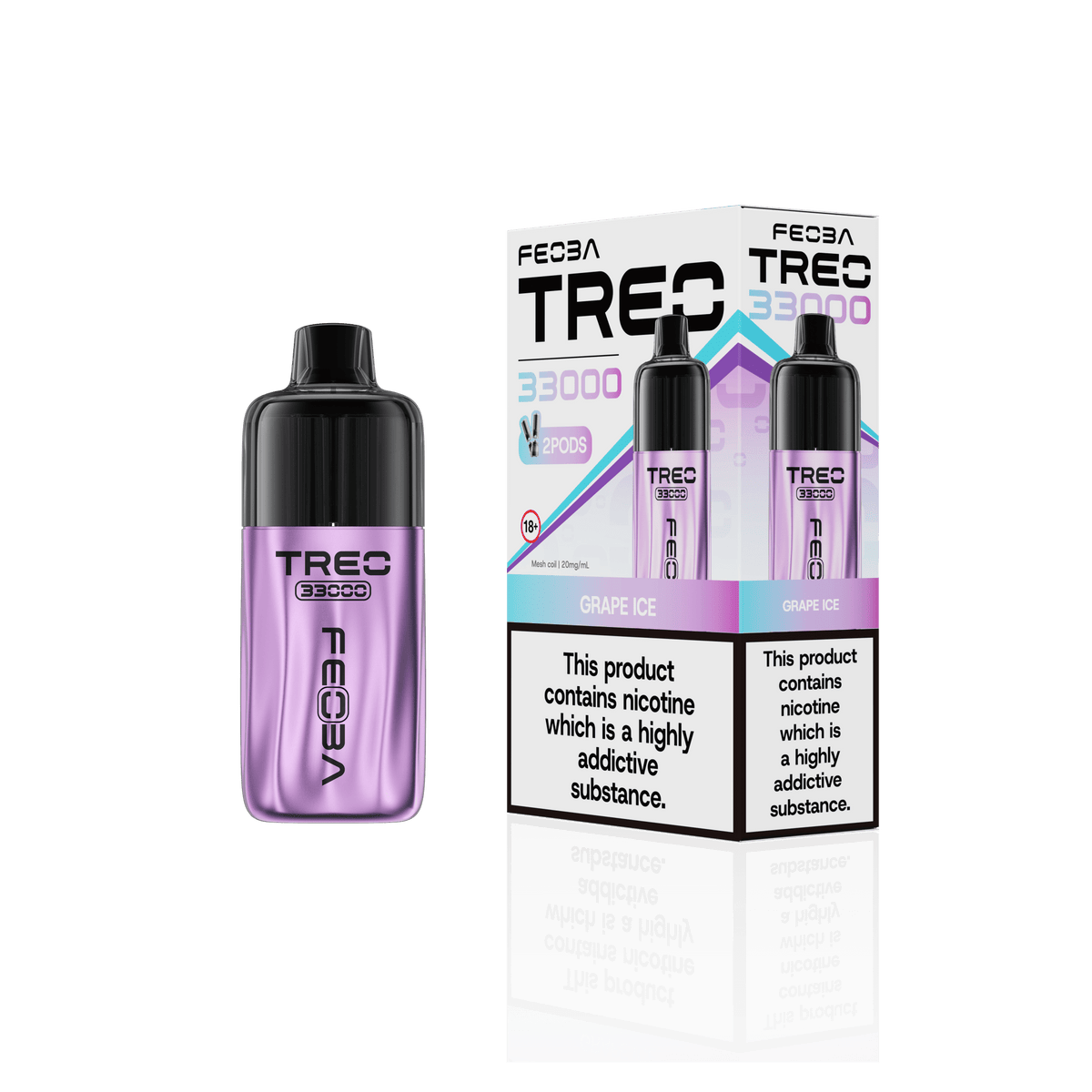 bulk wholesale Feoba Treo 33k Prefilled Pod Vape Kit Box of 5 - Grape Ice