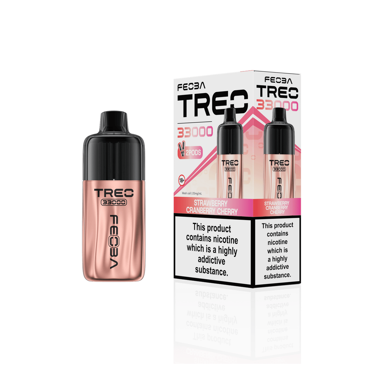 bulk wholesale Feoba Treo 33k Prefilled Pod Vape Kit Box of 5 - Strawberry Cranberry Cherry