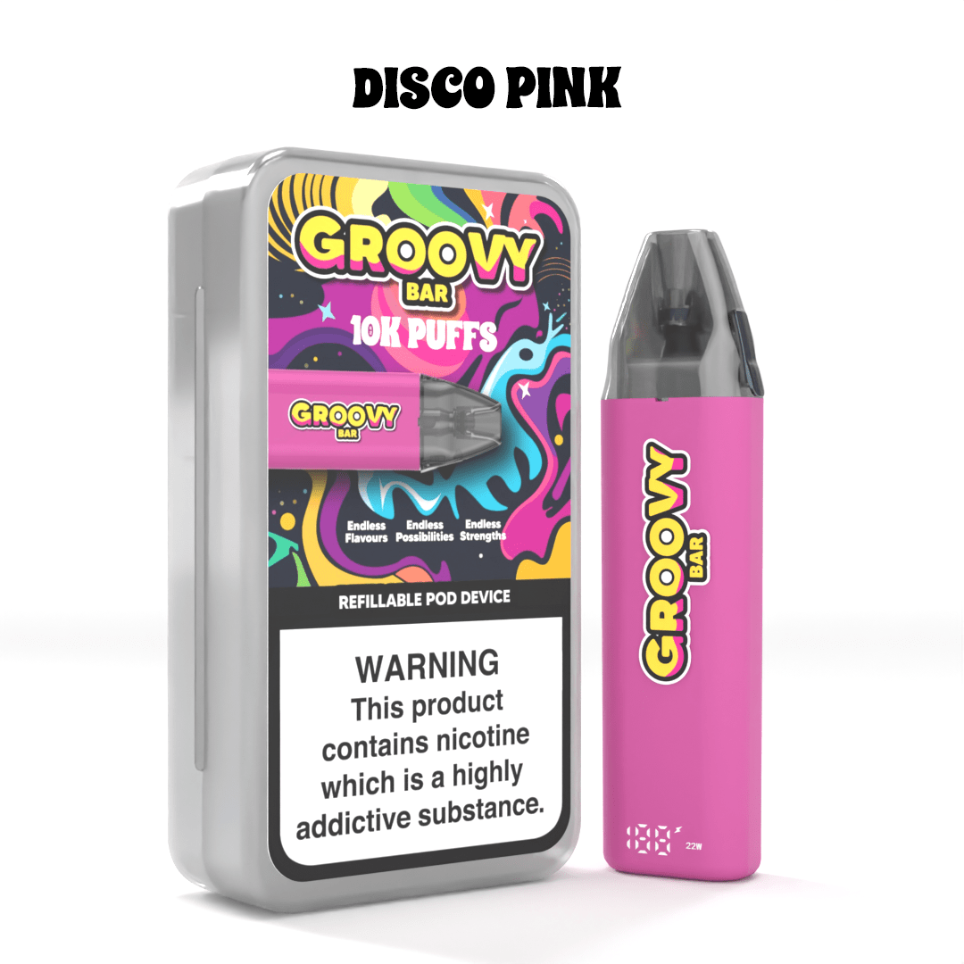 bulk wholesale Groovy Bar 10k Refillable Vape Pod Kit - Disco Pink