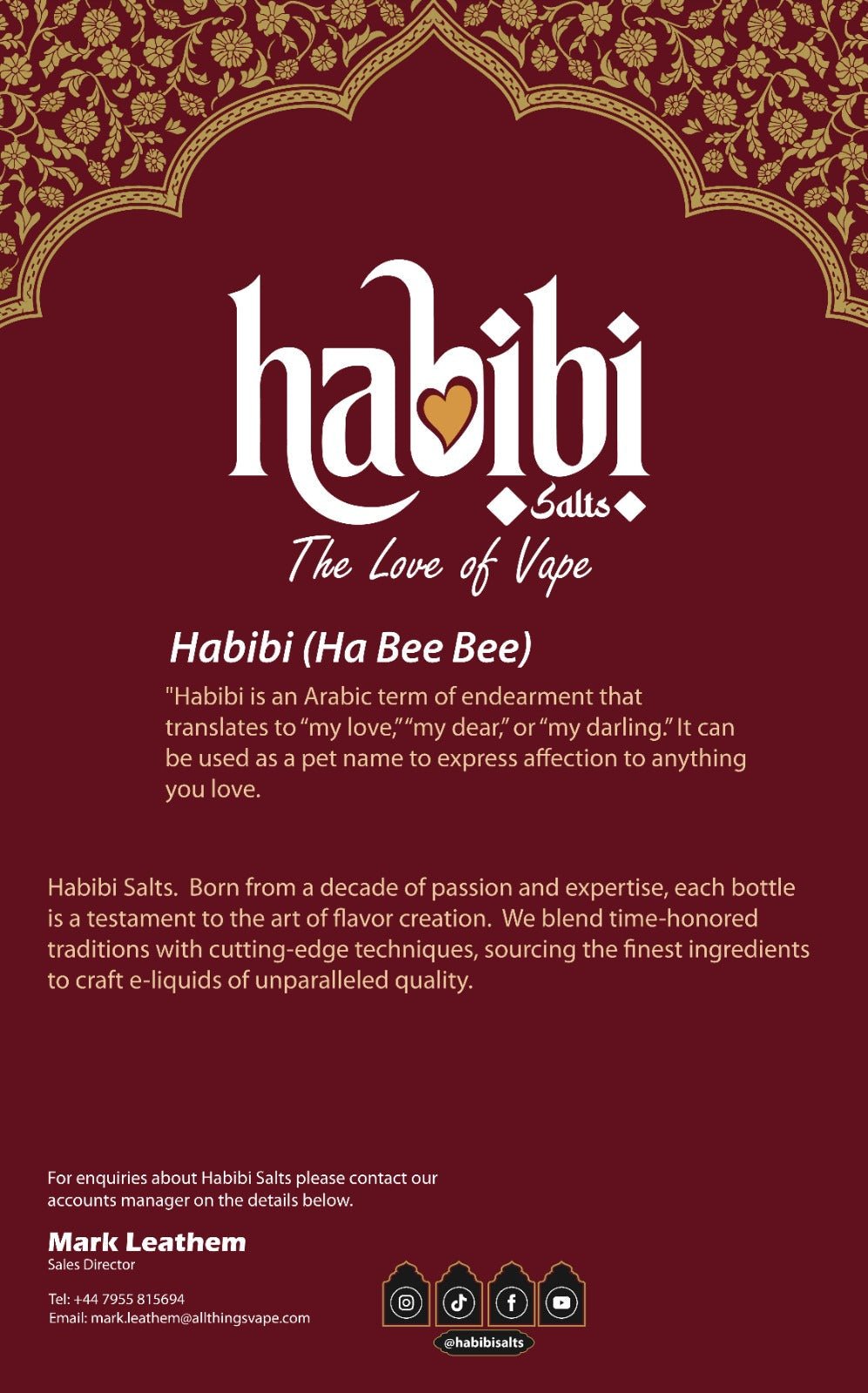 bulk wholesale Habibi Salts Nic Salt 10ml E - Liquid Box of 10 - Apricot Fizz