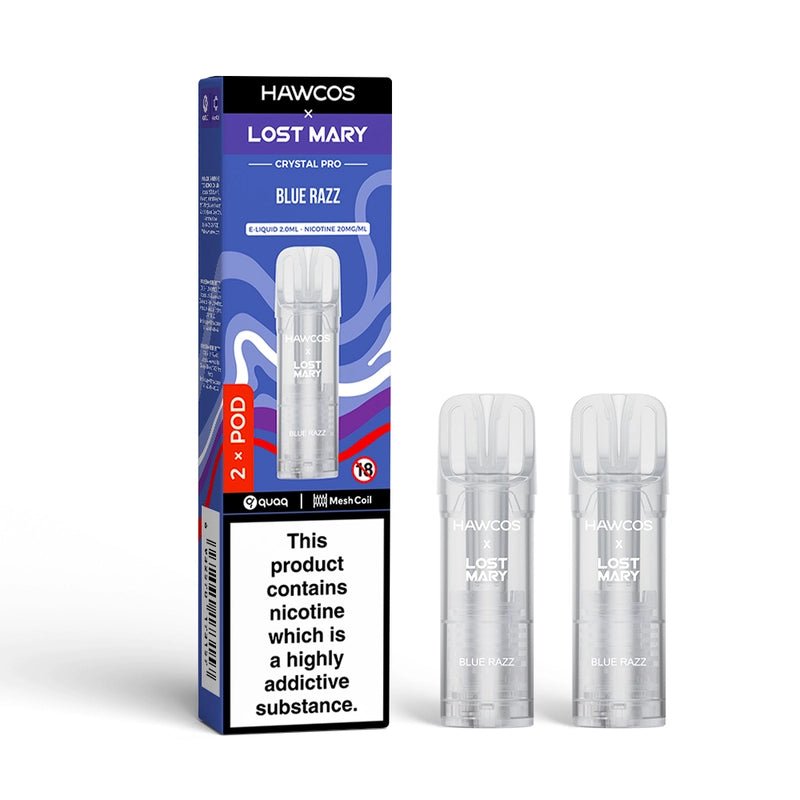 bulk wholesale Hawcos x Lost Mary Crystal Pro 600 Replacement Pods Pack of 10 - Blue Razz