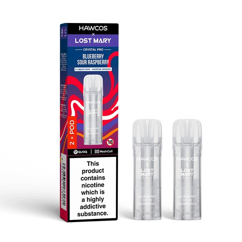 bulk wholesale Hawcos x Lost Mary Crystal Pro 600 Replacement Pods Pack of 10 - Blueberry Sour Raspberry