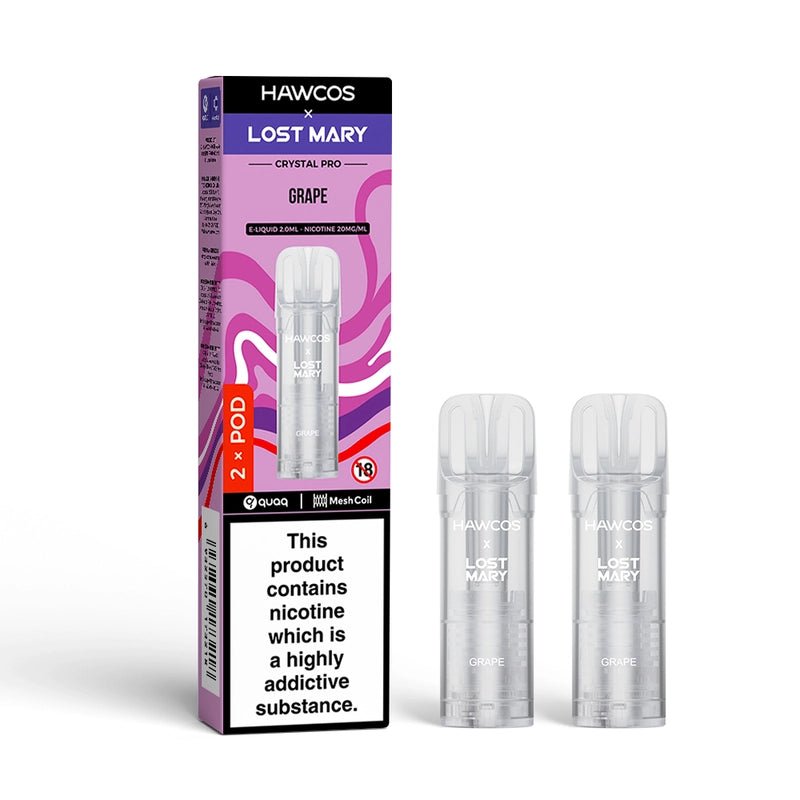 bulk wholesale Hawcos x Lost Mary Crystal Pro 600 Replacement Pods Pack of 10 - Grape