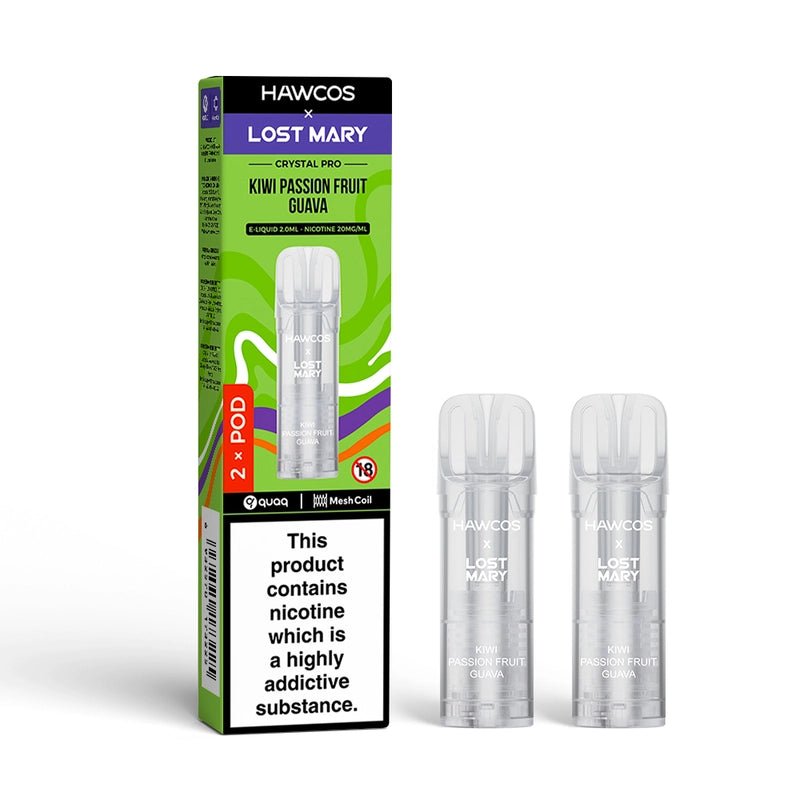 bulk wholesale Hawcos x Lost Mary Crystal Pro 600 Replacement Pods Pack of 10 - Kiwi Passionfruit Guava