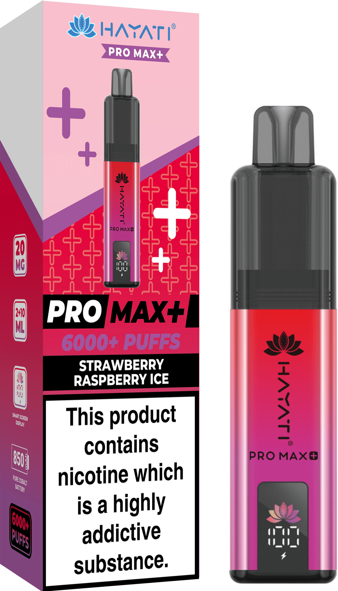 bulk wholesale Hayati Pro Max+ 6000 Puffs Vape Kit Box of 5 - Strawberry Raspberry Ice