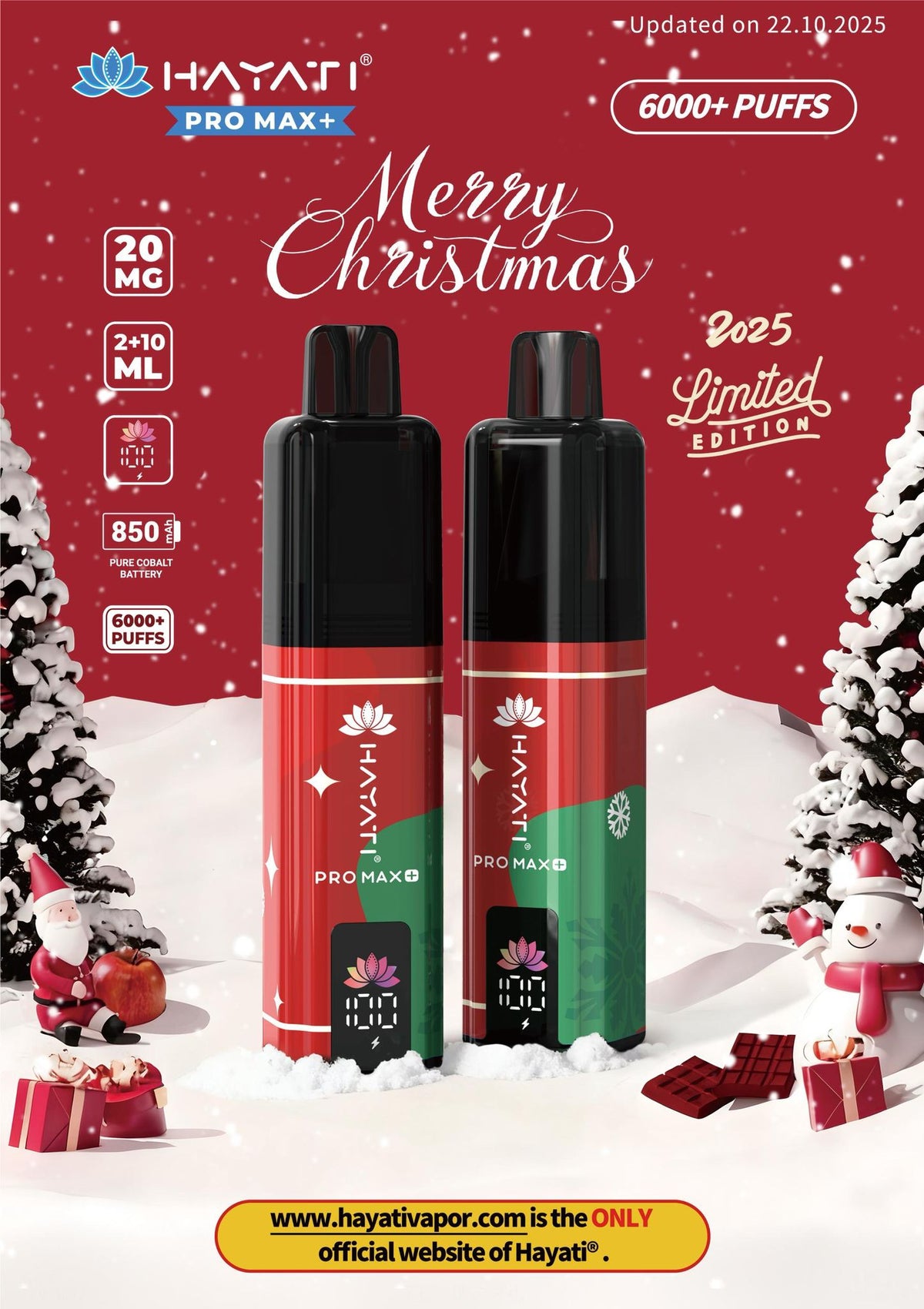 bulk wholesale Hayati Pro Max Plus 6000 Christmas Edition Vape Kit 5 Pack - Banana Ice