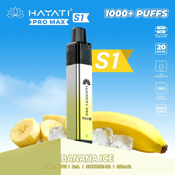 bulk wholesale Hayati Pro Max S1 Vape Kit Box of 10 - Banana Ice