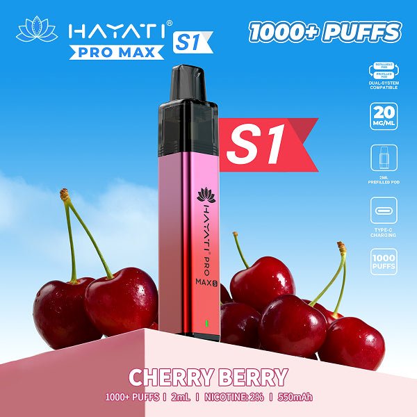 bulk wholesale Hayati Pro Max S1 Vape Kit Box of 10 - Cherry Berry