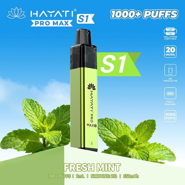 bulk wholesale Hayati Pro Max S1 Vape Kit Box of 10 - Fresh Mint