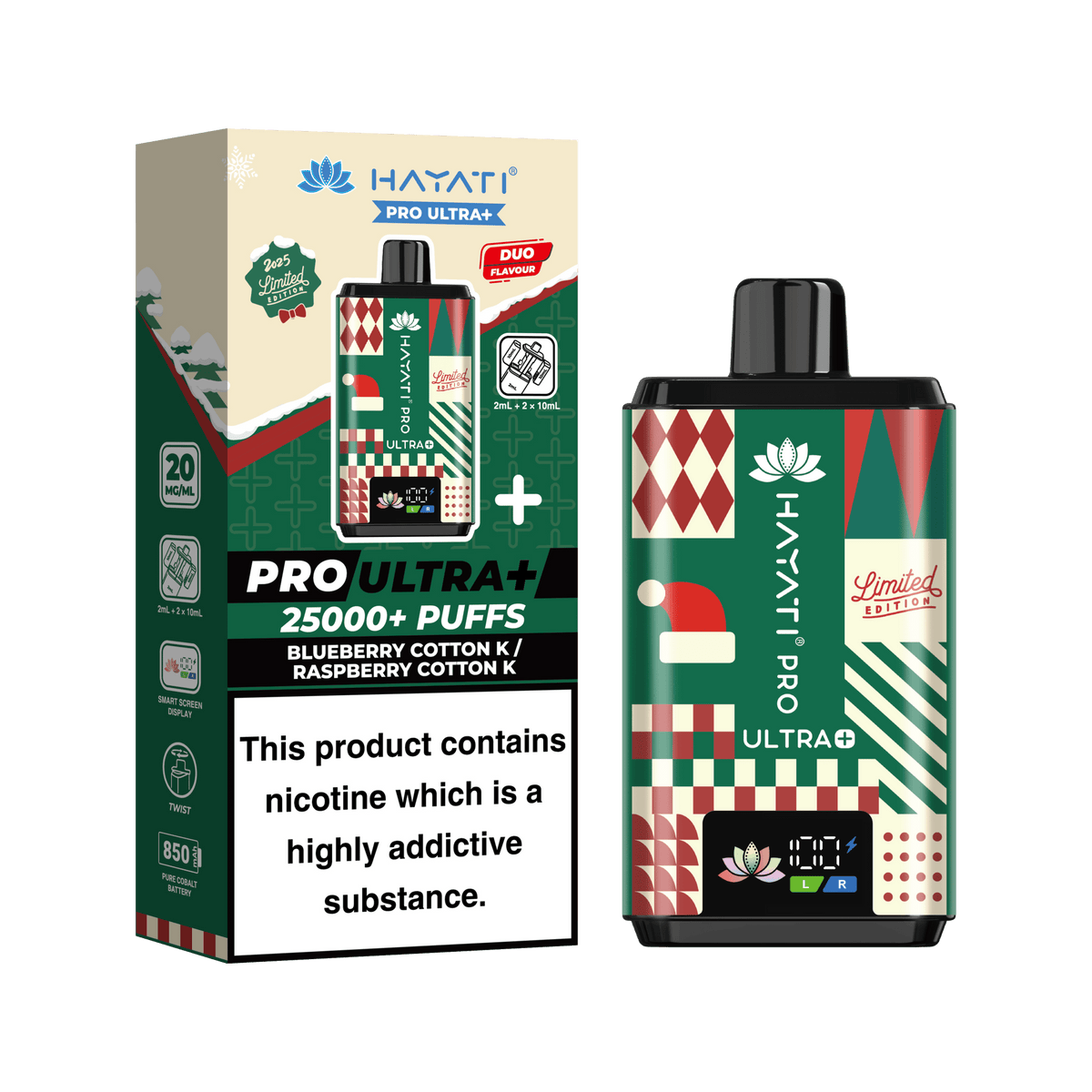 bulk wholesale Hayati Ultra Pro Plus 25k Christmas Edition Vape Kit 5 Pack - Blueberry Cotton K / Raspberry Cotton K