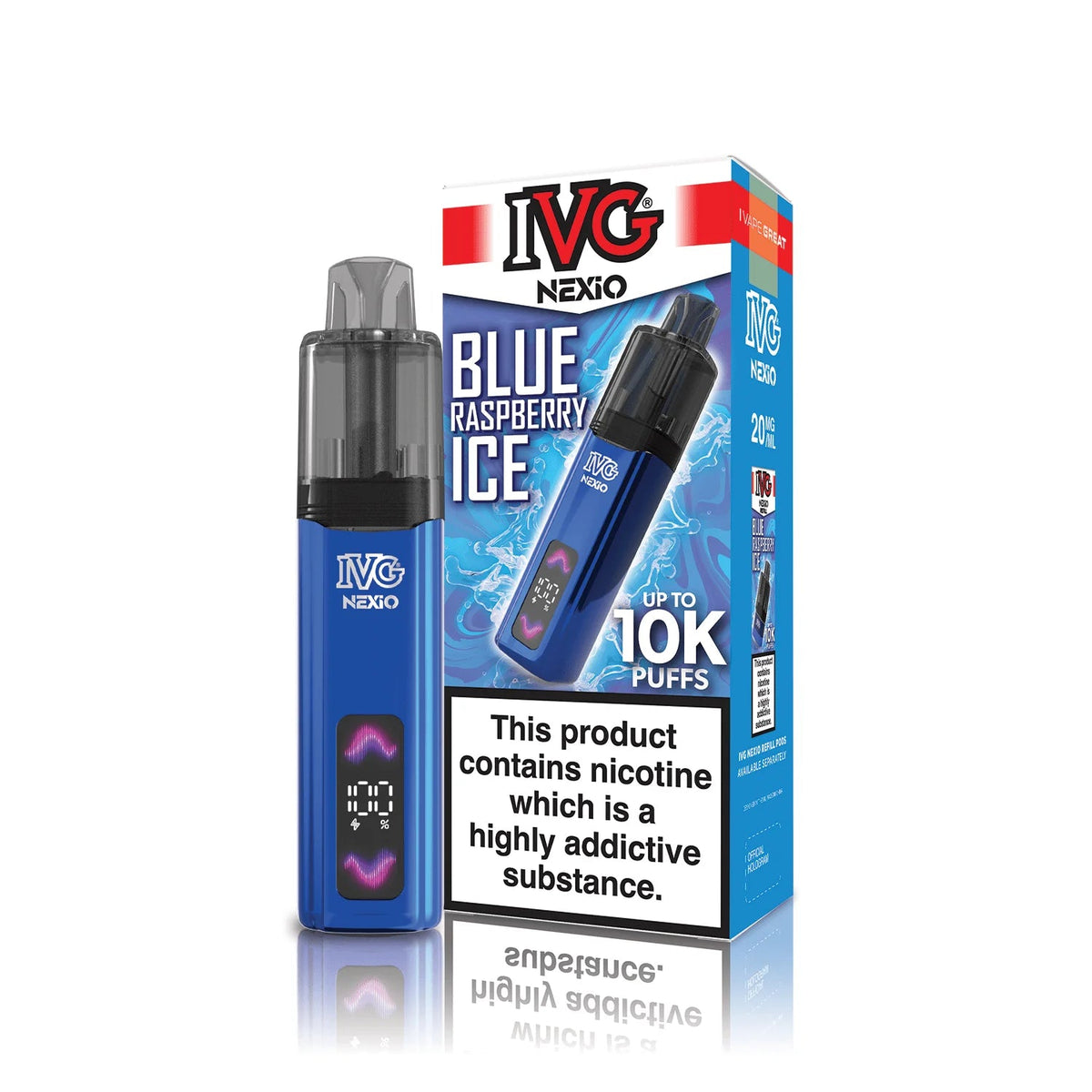 bulk wholesale IVG Nexio 10k Pod Vape Kit Box of 5 - Blue Raspberry Ice