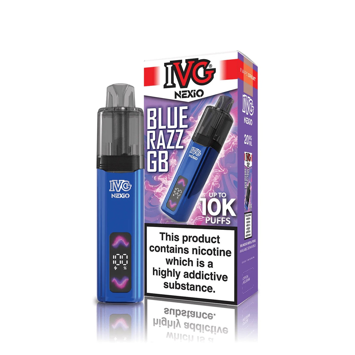 bulk wholesale IVG Nexio 10k Pod Vape Kit Box of 5 - Blue Razz GB