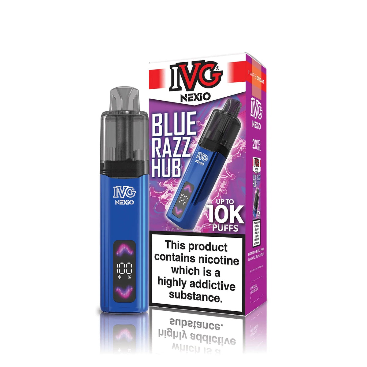 bulk wholesale IVG Nexio 10k Pod Vape Kit Box of 5 - Blue Razz Hub