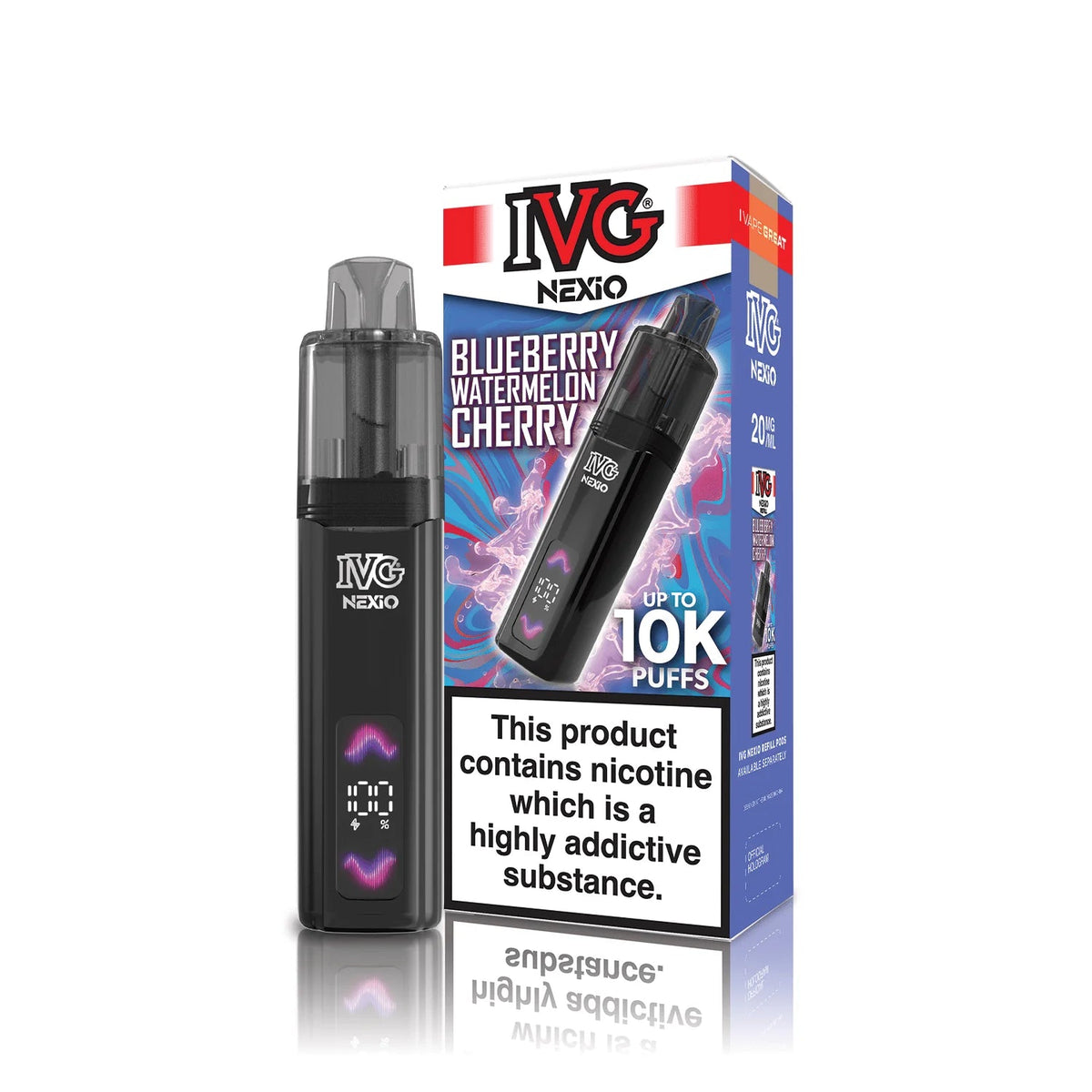 bulk wholesale IVG Nexio 10k Pod Vape Kit Box of 5 - Blueberry Watermelon Cherry