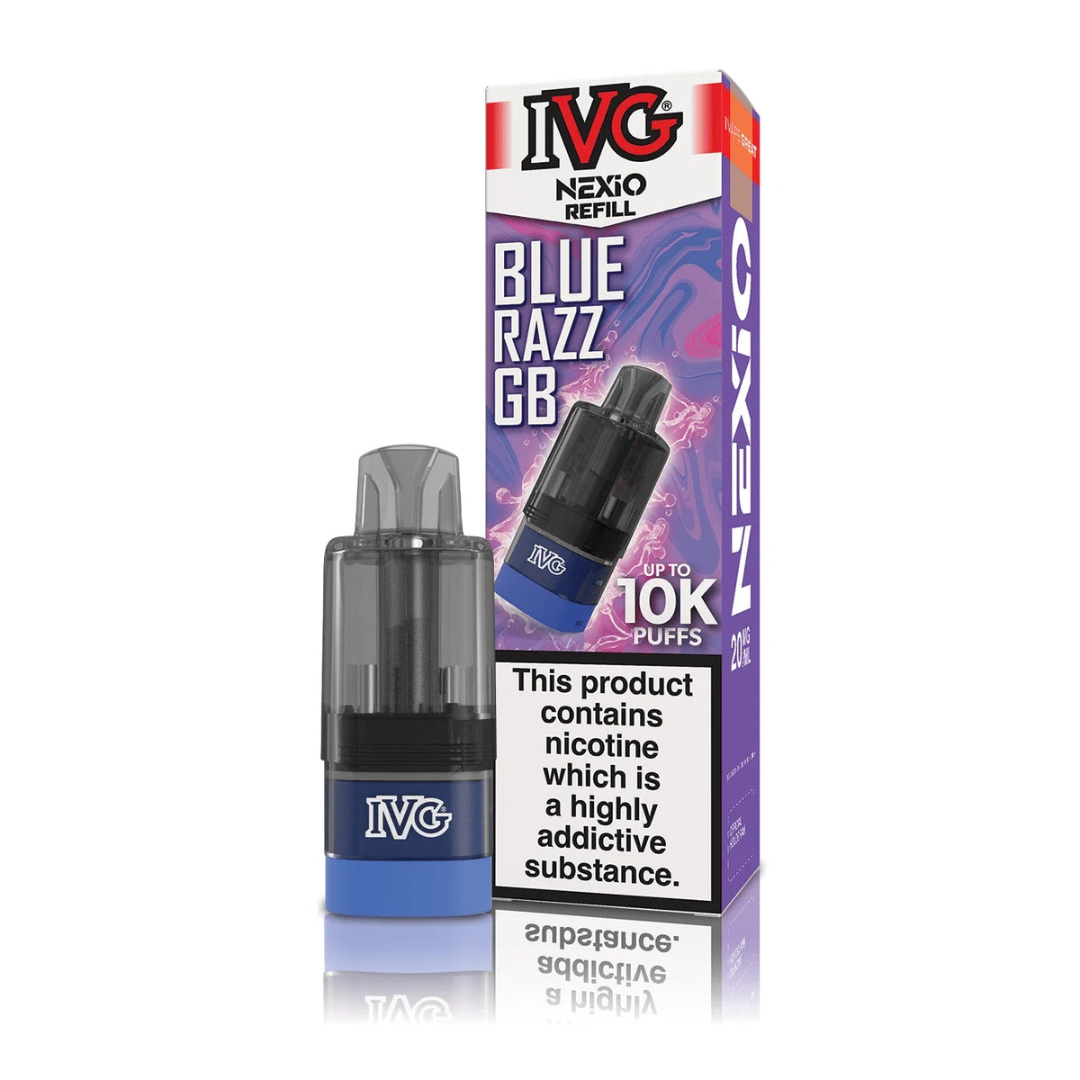 bulk wholesale IVG Nexio 10k Refill Pods Box of 5 - Blue Razz GB