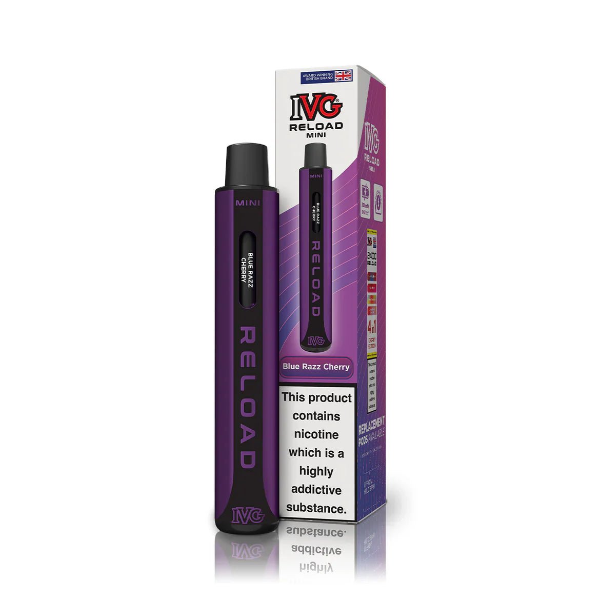 bulk wholesale IVG Reload Mini Pod Vape Kit Box Of 10 - Blue Razz Cherry