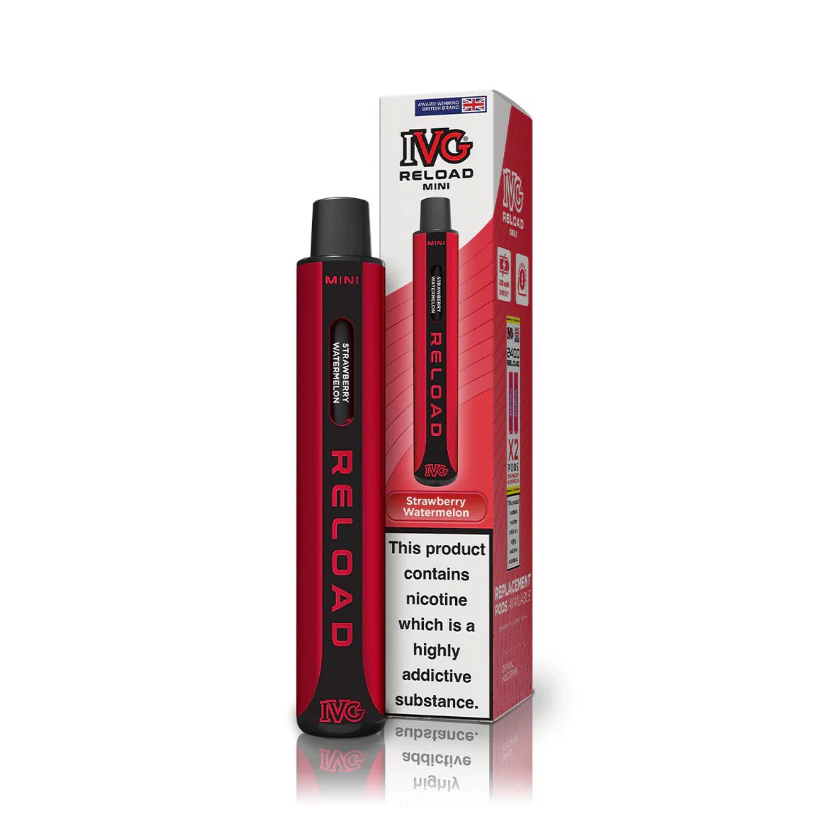 bulk wholesale IVG Reload Mini Pod Vape Kit Box Of 10 - Strawberry Watermelon