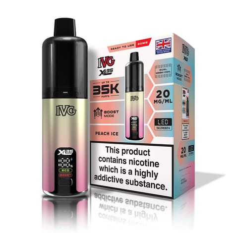 bulk wholesale IVG XL 35K Prefilled Pod Vape Kit Box of 5 - Peach Ice