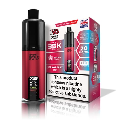 bulk wholesale IVG XL 35K Prefilled Pod Vape Kit Box of 5 - Strawberry Raspberry Cherry Ice