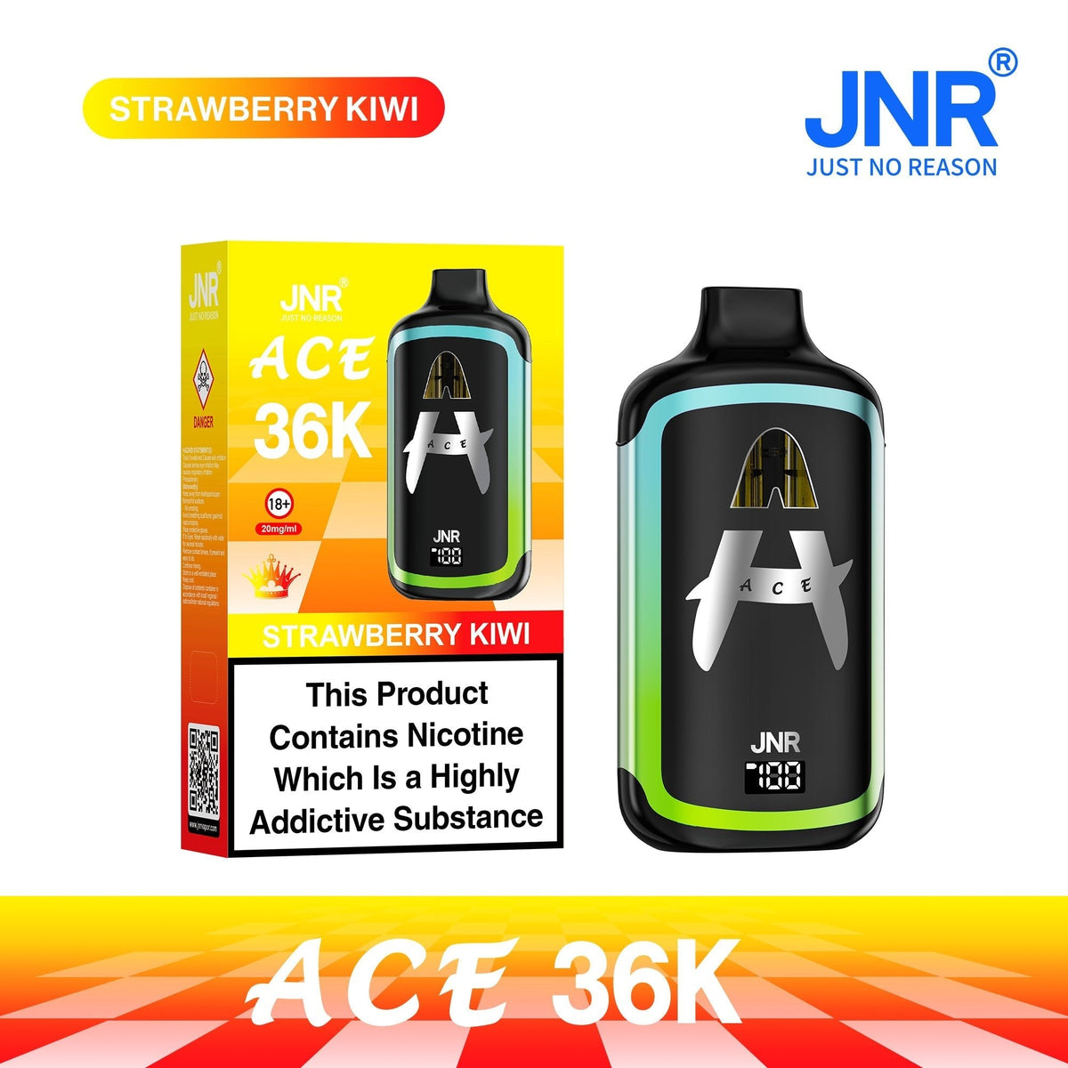 bulk wholesale JNR ACE 36k Prefilled Vape Kit Pack of 5 - Strawberry Kiwi