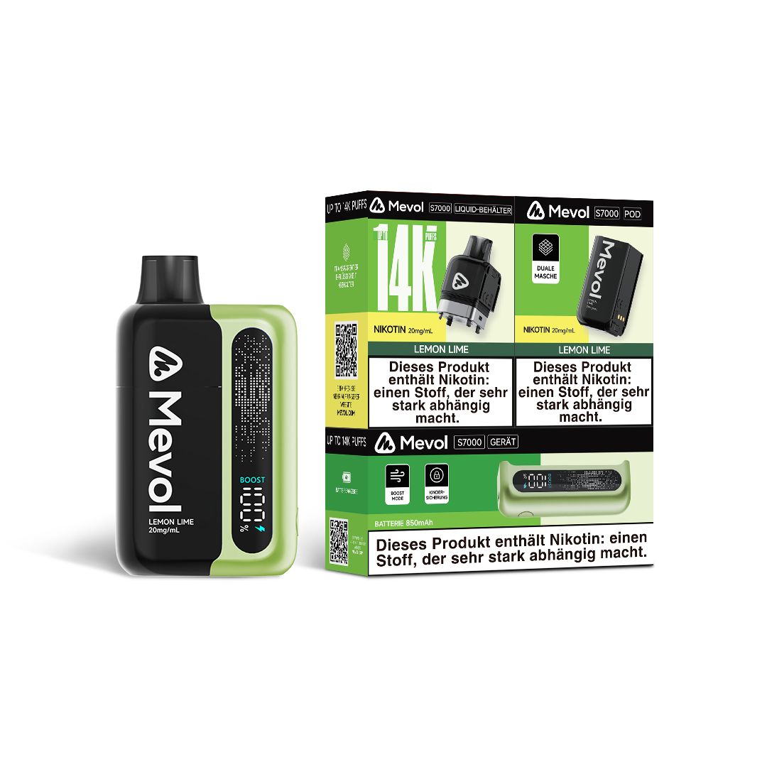 bulk wholesale Mevol S7000 Prefilled Pod Kit - 14k Puffs Box of 5 - Lemon Lime