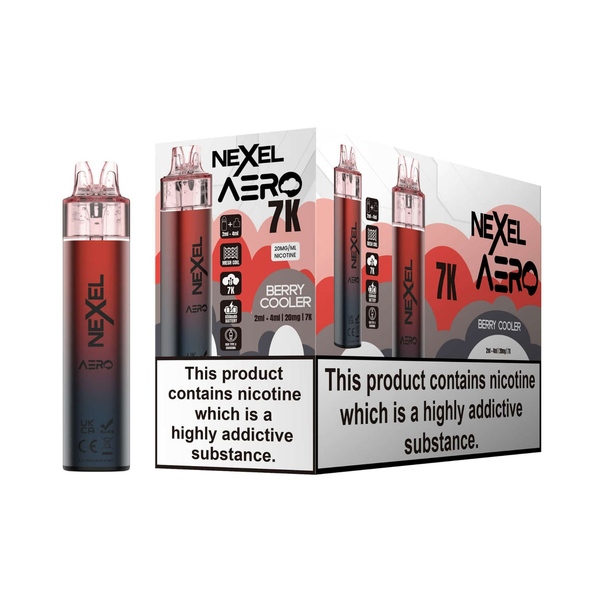 bulk wholesale Nexel Aero 7k Prefilled Pod Vape Kit Pack of 5 - Berry Cooler