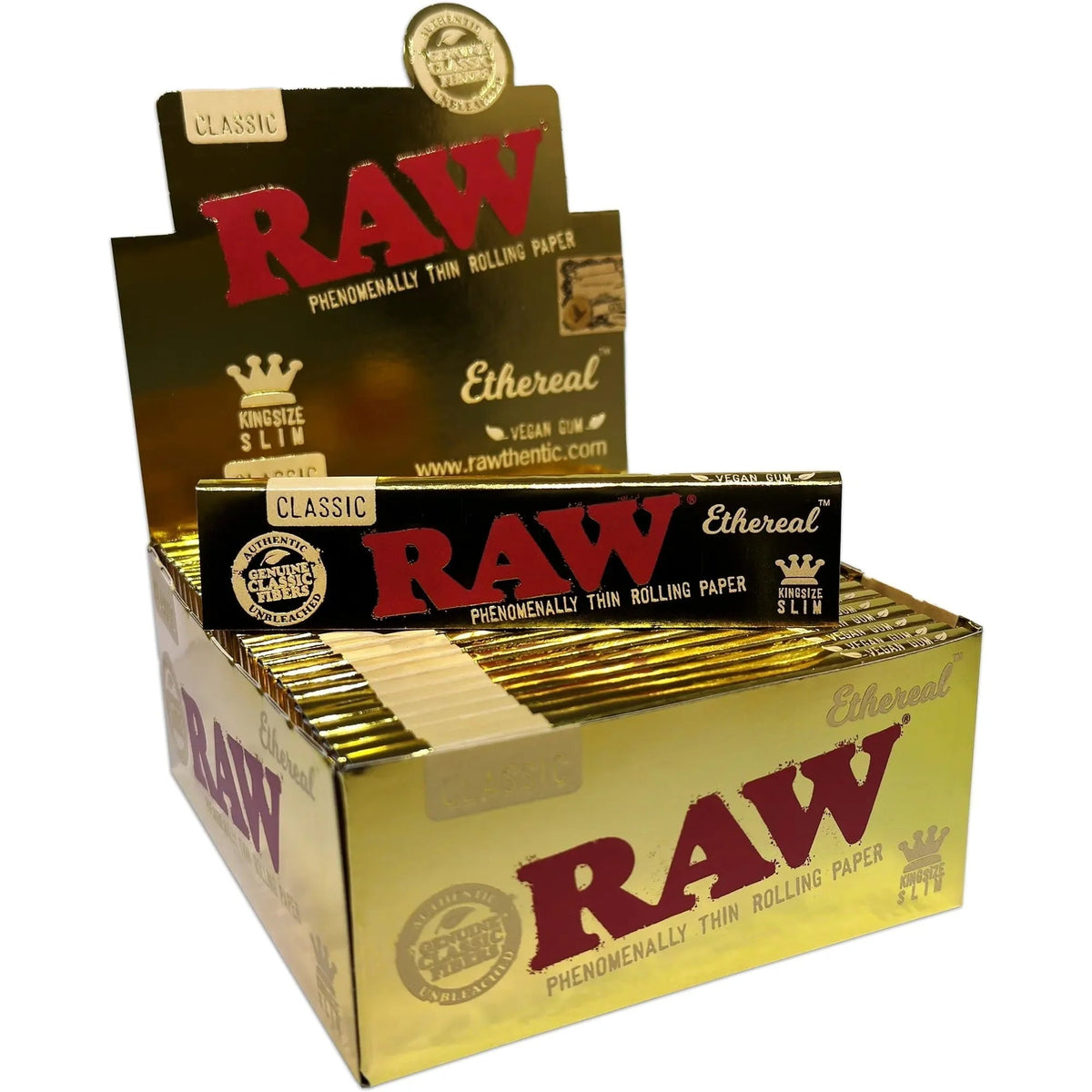 bulk wholesale Raw Ethereal Classic King Size Slim Rolling Papers 50 x 32 Leaves - 