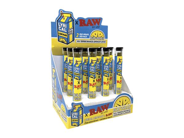 bulk wholesale RAW x Lyrical Lemonade Bud Wrap - 12 Tubes Per Box - 2 Cones Per Tube - 