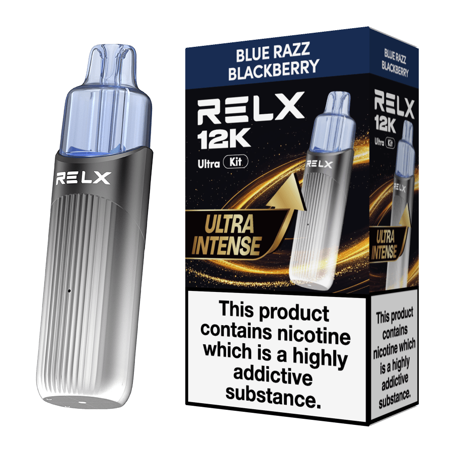 bulk wholesale Relx 12k Ultra Pod Vape Kit Box of 5 - Blue Razz Blackberry