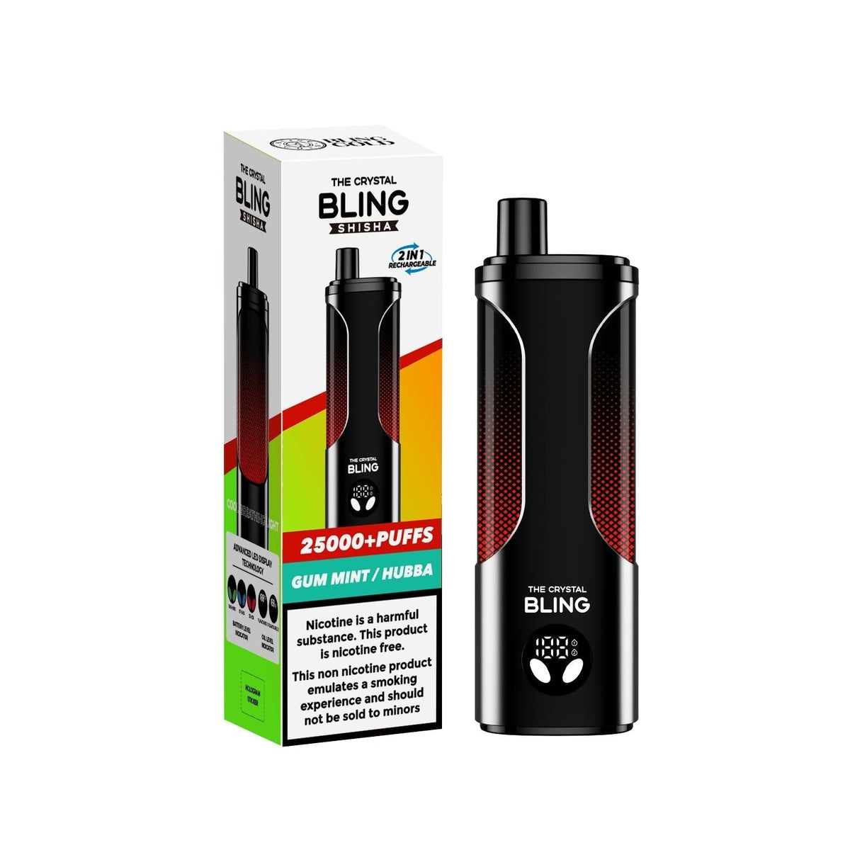bulk wholesale The Crystal Bling Shisha 25k Prefilled Vape Box of 5 - Gum Mint/Hubba