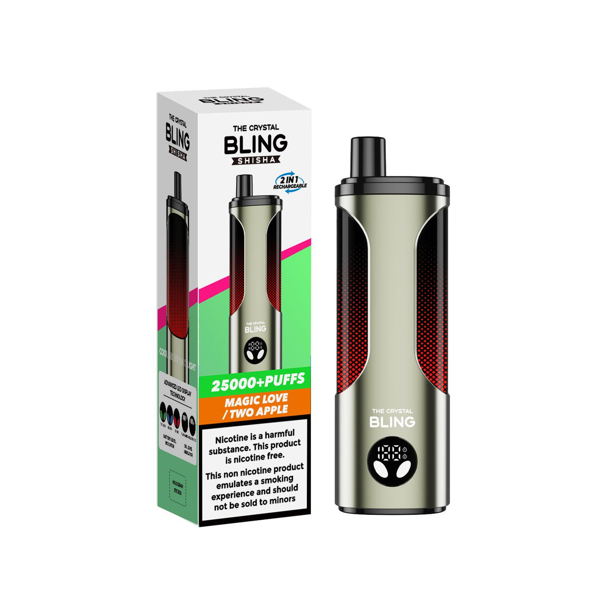 bulk wholesale The Crystal Bling Shisha 25k Prefilled Vape Box of 5 - Magic Love/Two Apple