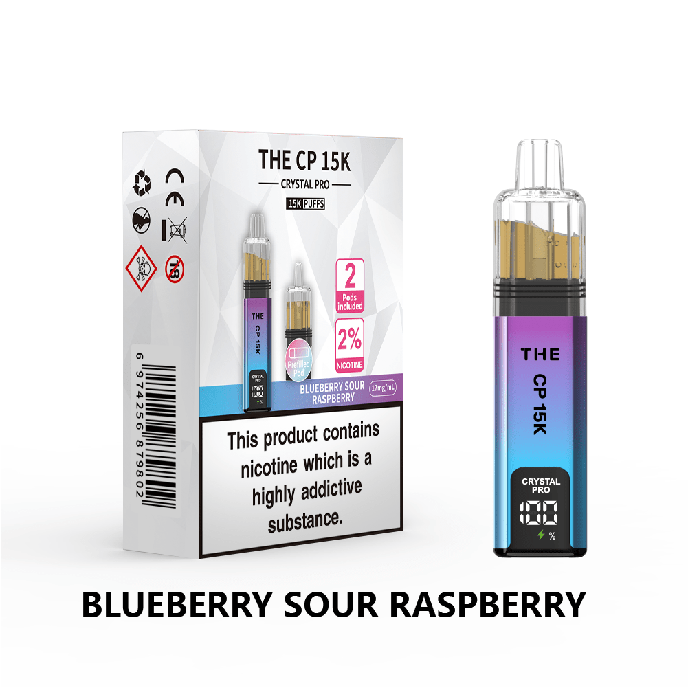 bulk wholesale The Crystal Pro CP 15k Prefilled Pod Vape Box of 5 - Blueberry Sour Raspberry