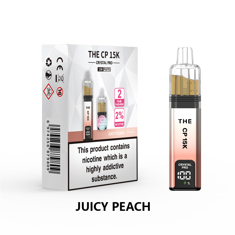 bulk wholesale The Crystal Pro CP 15k Prefilled Pod Vape Box of 5 - Juicy Peach