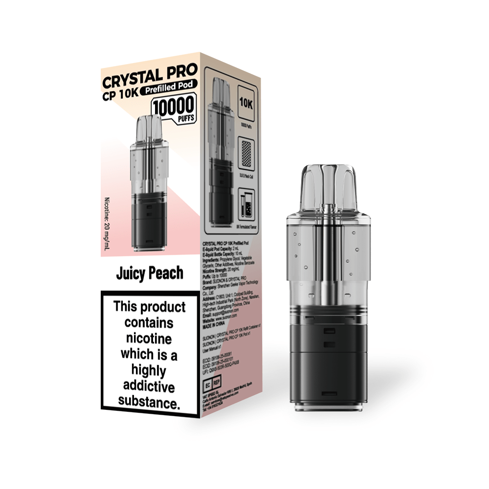 bulk wholesale Crystal Pro CP 10k Replacement Pods Box of 5 - Juicy Peach