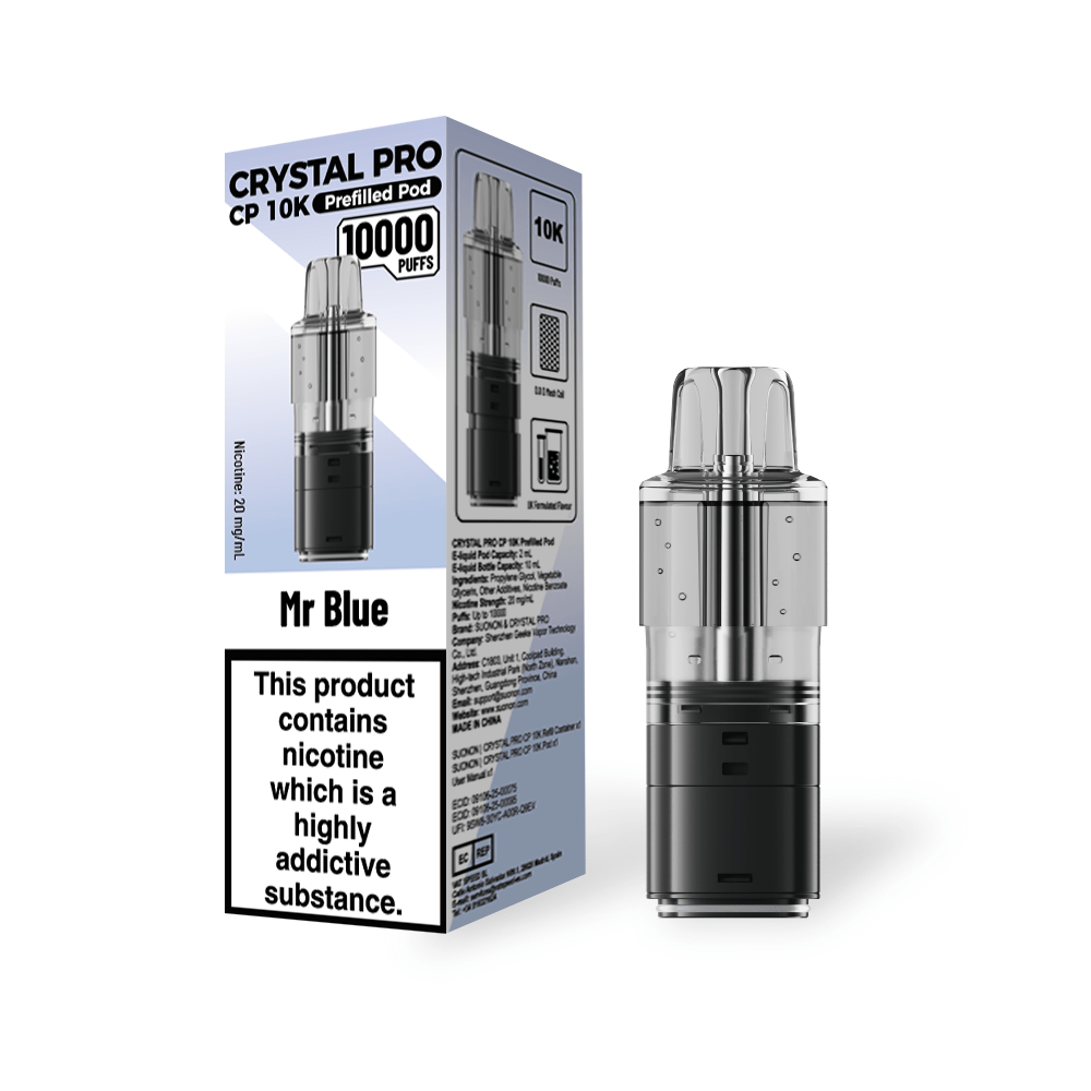 bulk wholesale Crystal Pro CP 10k Replacement Pods Box of 5 - Mr Blue