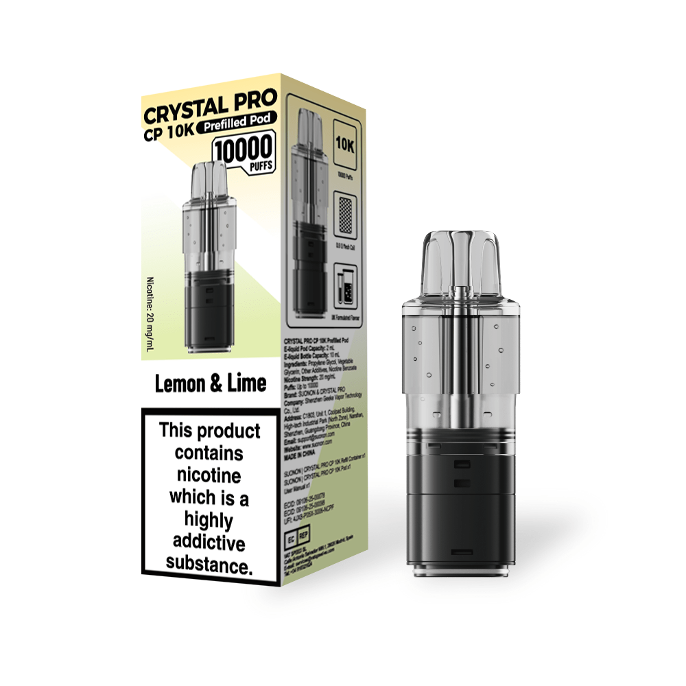 bulk wholesale Crystal Pro CP 10k Replacement Pods Box of 5 - Lemon Lime