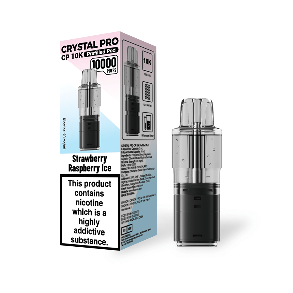 bulk wholesale Crystal Pro CP 10k Replacement Pods Box of 5 - Strawberry Raspberry Ice